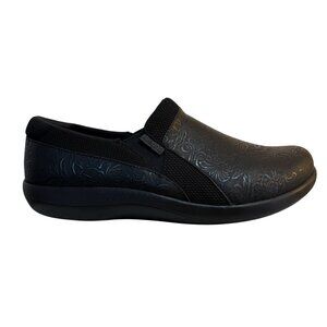 Alegria Womens Duette Comfort Shoes Size 11 Black Embossed Slip On Work Casual
